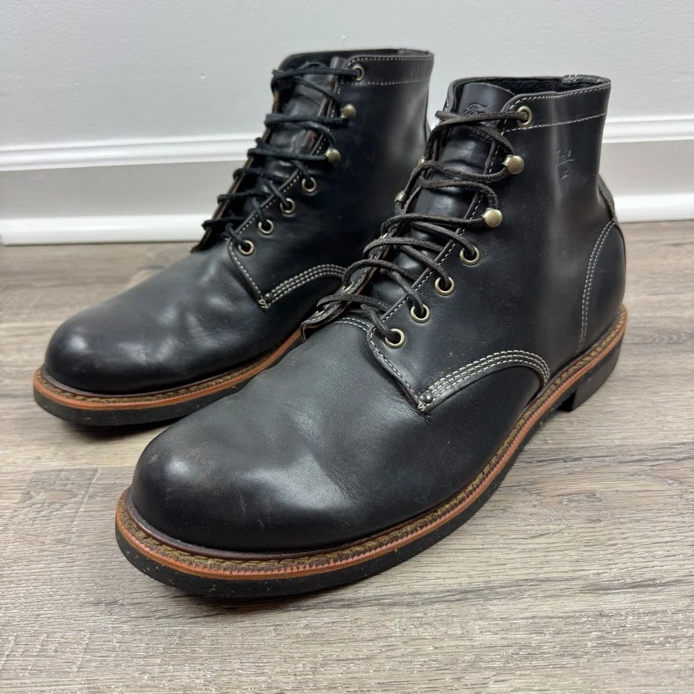 Thorogood 1892 Beloit Black Leather Boots Men’s Size 13 Work Cork Lace Up - Picture 2 of 15
